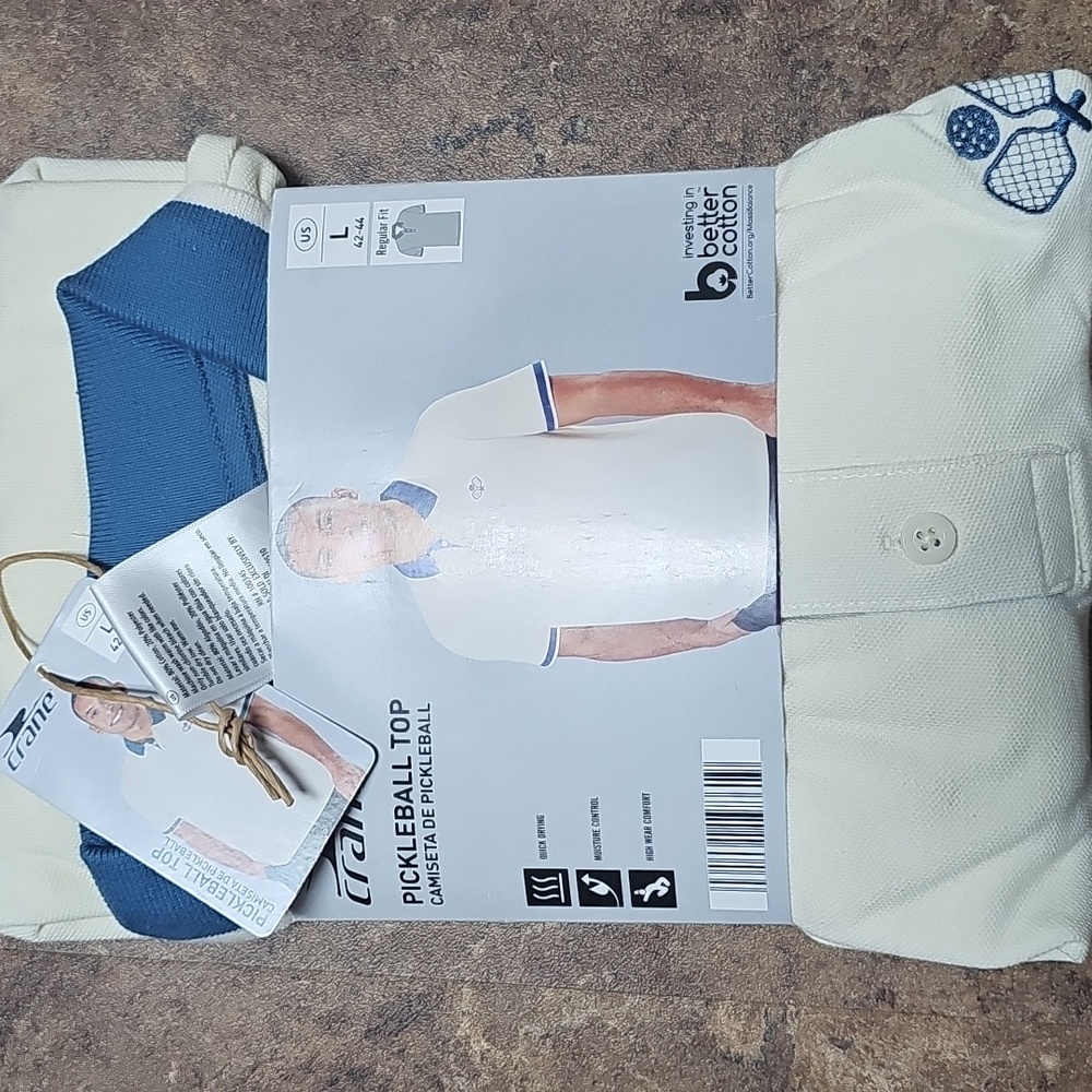 Men's Cream Pickleball Polo Shirt NWT Size Large